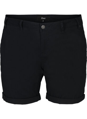 Bomulds shorts med lommer, Black, Packshot image number 0