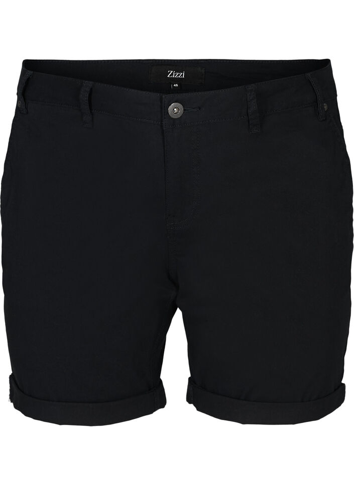 Bomulds shorts med lommer, Black, Packshot image number 0