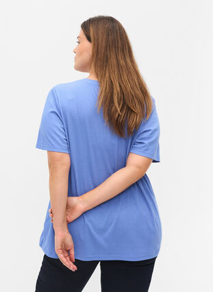 Kortærmet t-shirt i ribkvalitet, Wedgewood, Model image number 1