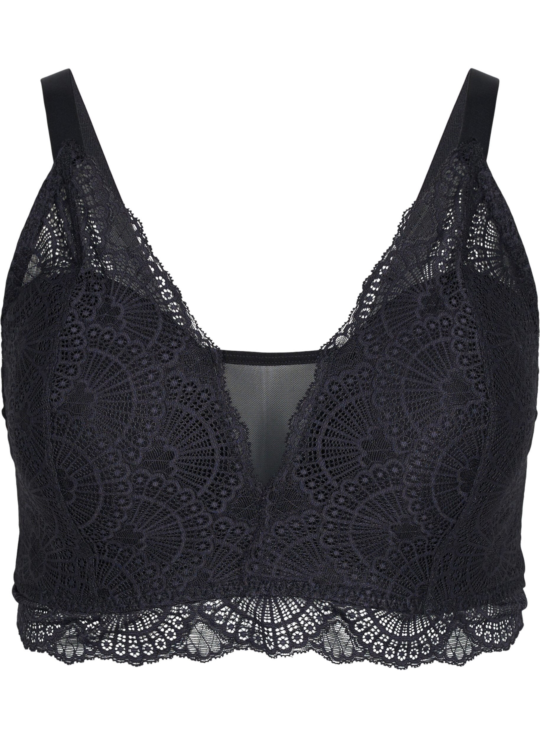 Zizzi Let vatteret blonde bh med mesh, Black, Packshot image number 0