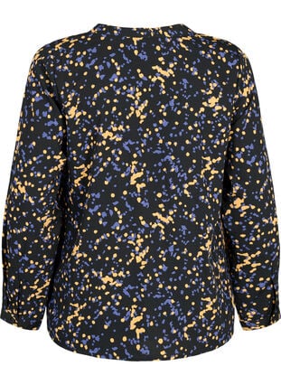 FLASH - Langærmet bluse med print, Black Splash AOP, Packshot image number 1
