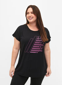 Kortærmet trænings t-shirt med print, Black/Sugar Plum, Model