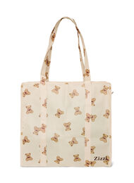 Shoppingbag med lynl&aring;s, Beige