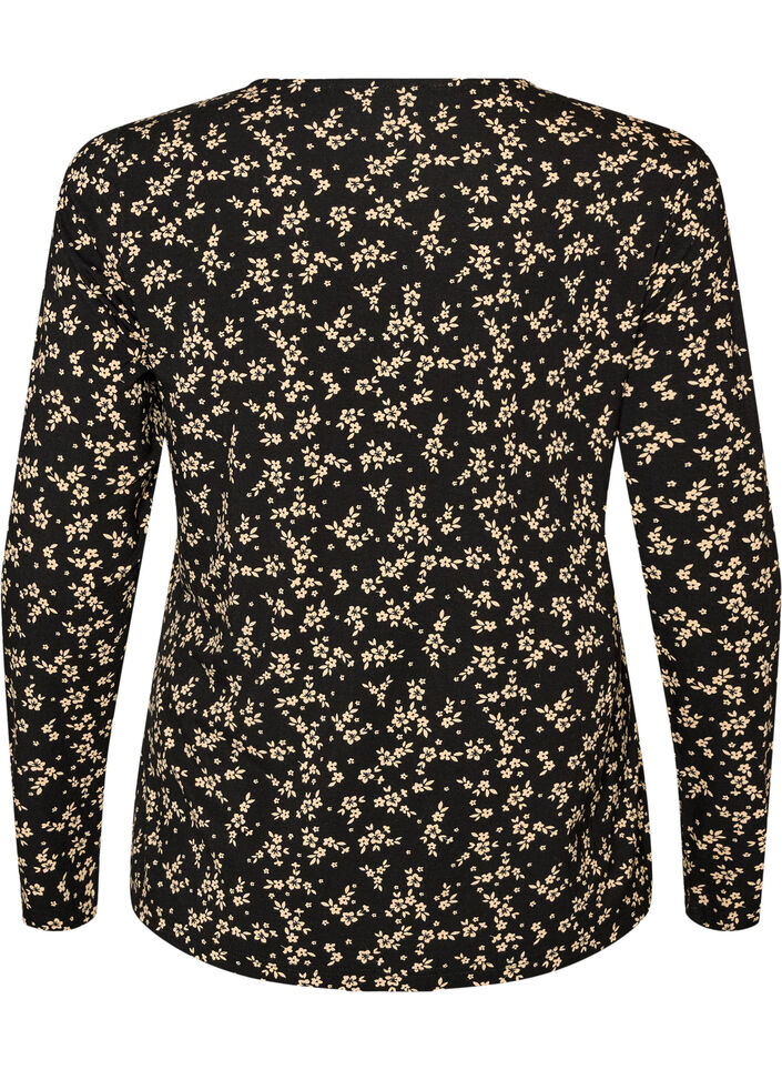 Bluse med lange &aelig;rmer, Sort, Packshot image number 1
