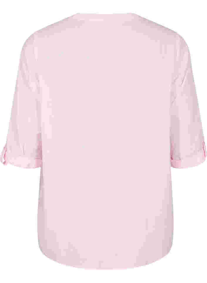 Bomuldsbluse med blondedetaljer, Pink-A-Boo, Packshot image number 1