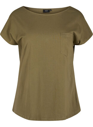 T-shirt med brystlomme i økologisk bomuld, Ivy Green, Packshot image number 0