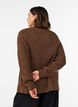 Strikbluse med ribstruktur og knapdetaljer, Brun, Model image number 2