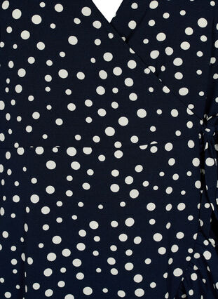 Wrapkjole med prikker og korte ærmer, Night Sky Dot, Packshot image number 2