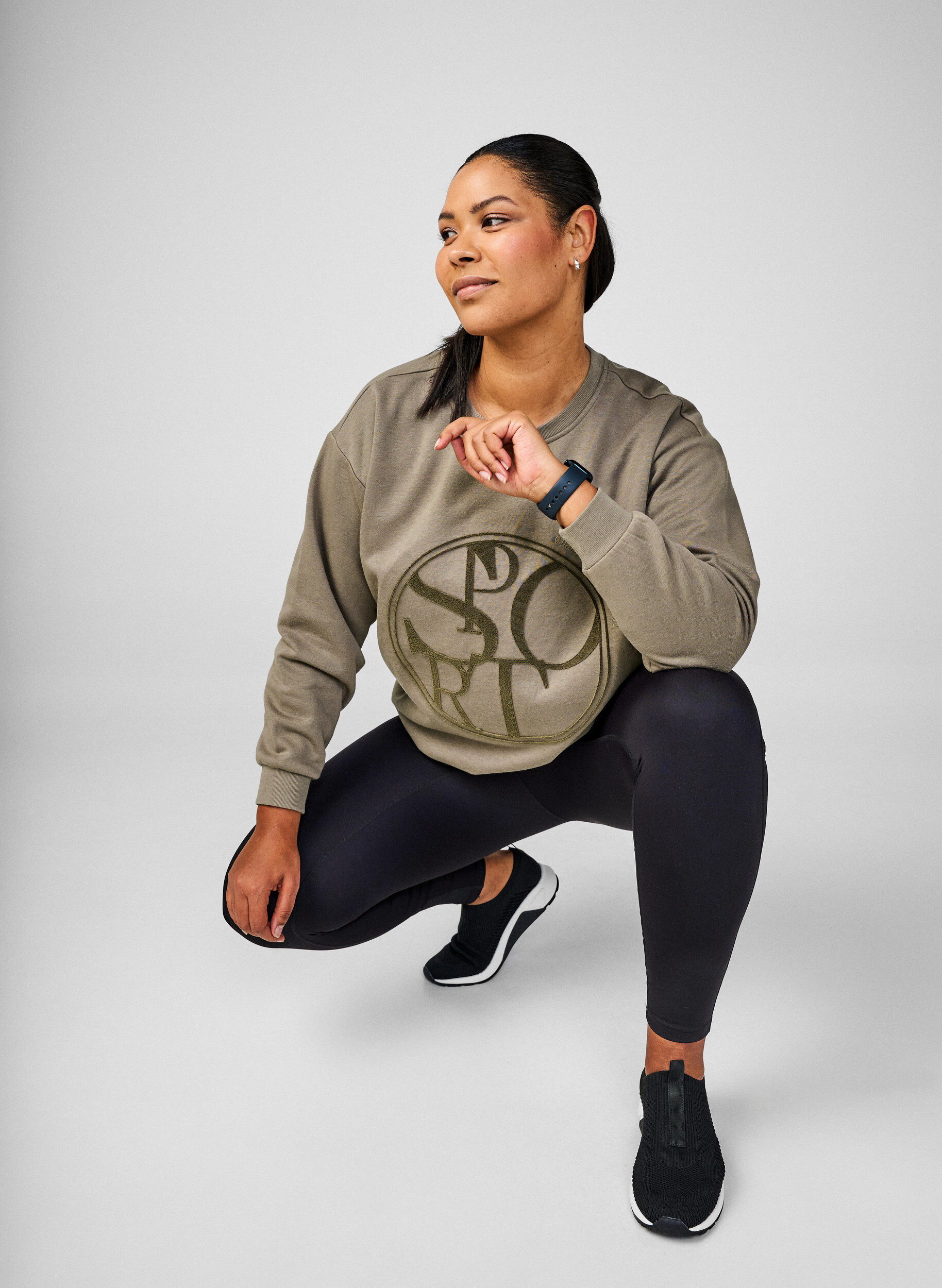 Zizzi Sweatshirt med motiv, Walnut, Image image number 0