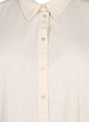 Lang skjorte i bomuldsmix med hør , Sandshell, Packshot image number 2