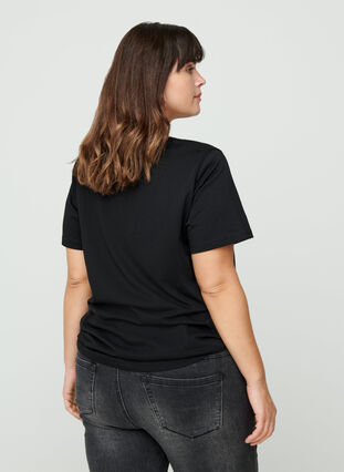 Kortærmet t-shirt med print, Black, Model image number 1