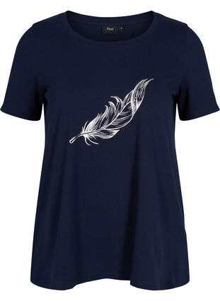 Kortærmet bomulds t-shirt med tryk, Night Sky w. silver , Packshot image number 0