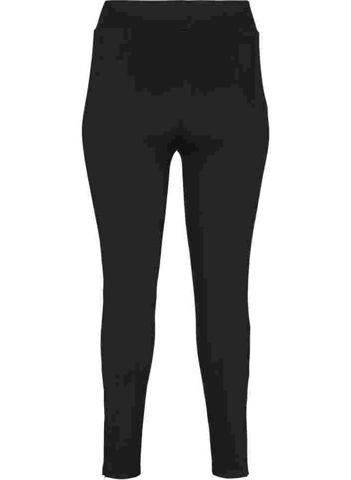 Leggings med elastik og lynlås, Black, Packshot image number 1