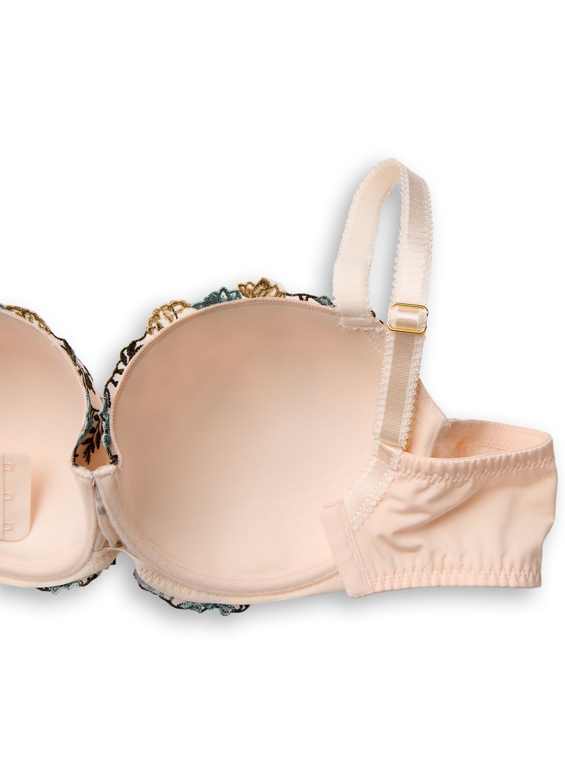 Zizzi Formst&oslash;bt bh med broderede blomster, Lyser&oslash;d, Packshot image number 3