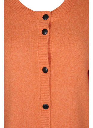 Kort strik cardigan med kontrastfarvede knapper, Mandarin Orange Mel, Packshot image number 2