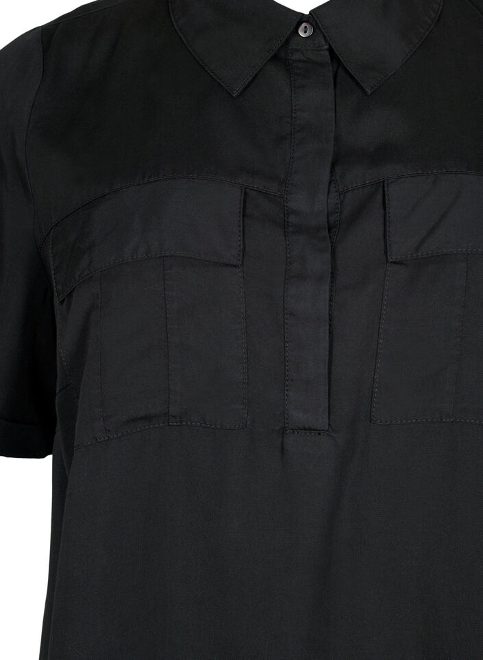 Kortærmet tunika i lyocell (TENCEL™), Black, Packshot image number 2