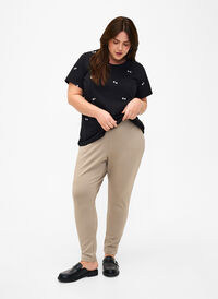 Cropped bukser med lommer, Silver Mink, Model