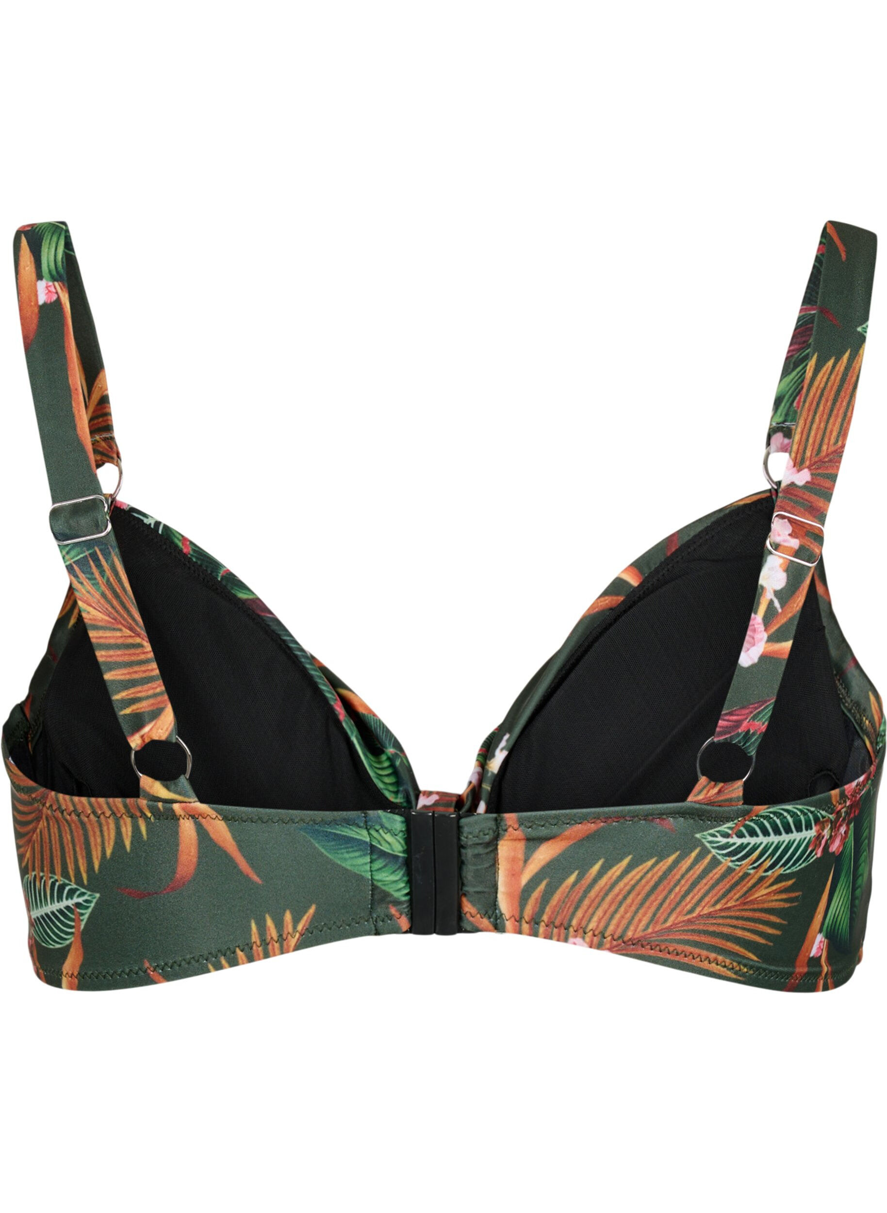 Zizzi Bikini bh med b&oslash;jle og print, Gr&oslash;n, Packshot image number 1