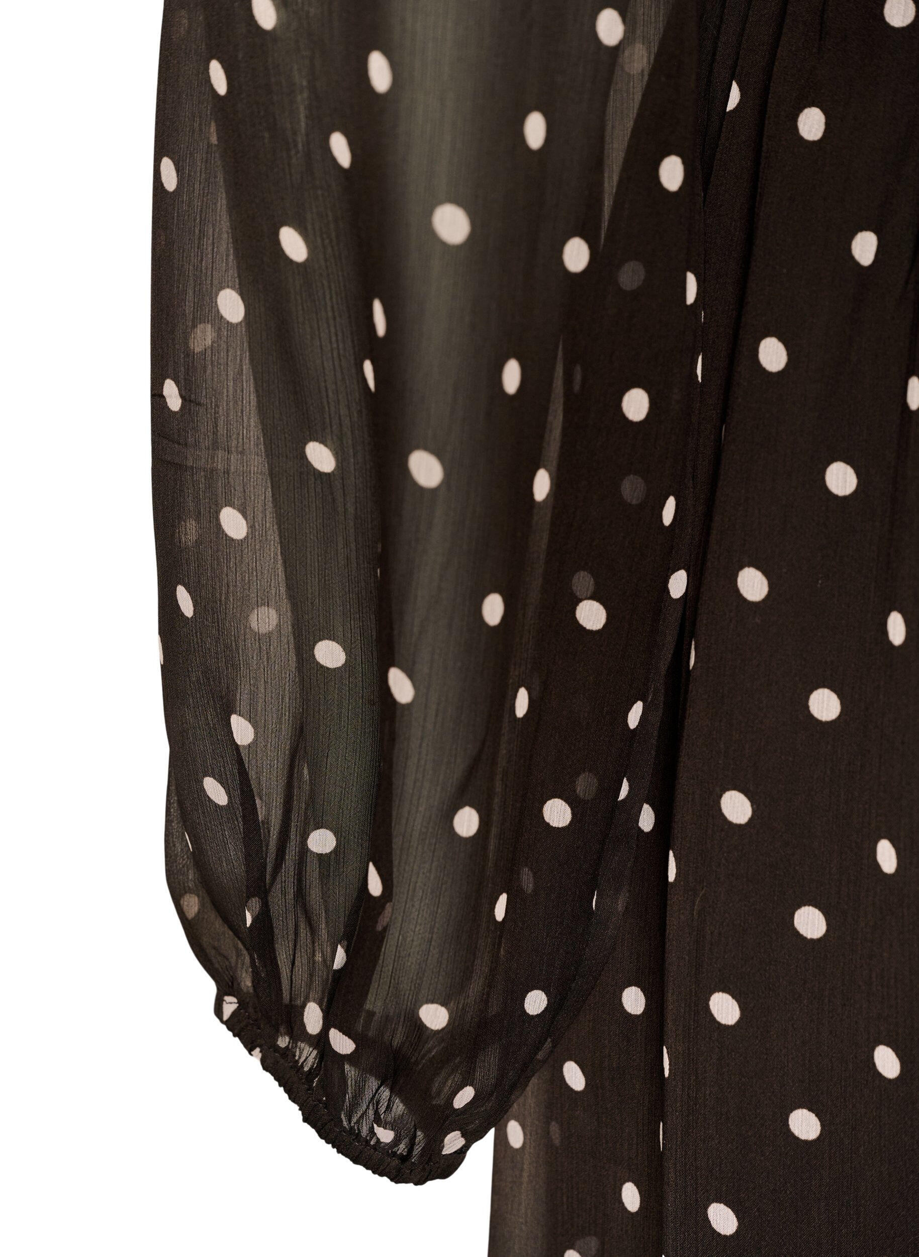 ZizziKjole i chiffon med prikker og lange &aelig;rmer, Brun, Packshot image number 3
