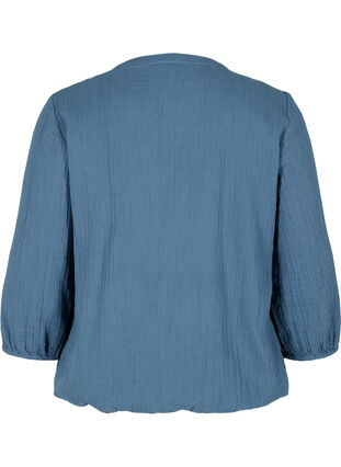 Bomulds bluse med knapper og 3/4 ærmer, Bering Sea, Packshot image number 1
