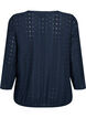 Bluse med broderi anglaise og 7/8 ærmer, Navy Blazer, Packshot image number 1