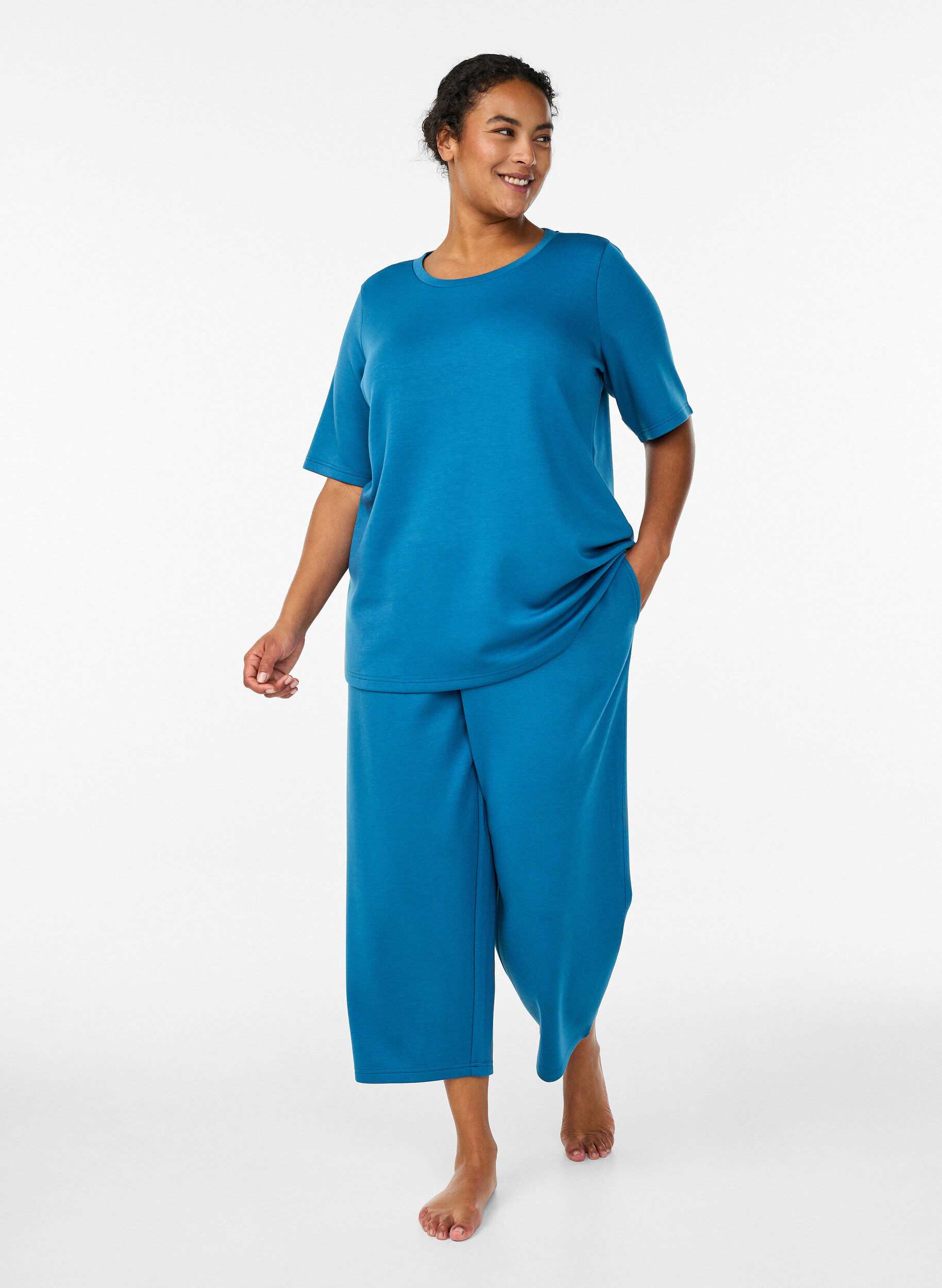 7/8 bukser i  modalmix med lommer, Bl&aring;, Model