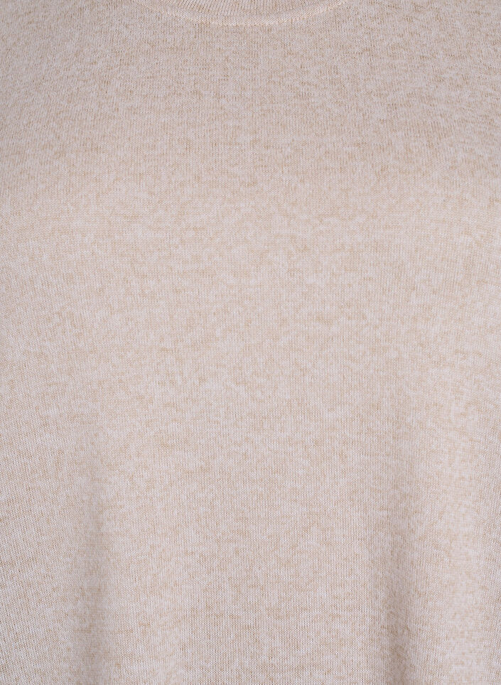 Bluse med knapdetalje og korte pufærmer, Beige, Packshot image number 2
