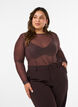 Meshbluse med print, Brun, Model image number 0