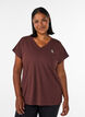 L&oslash;s tr&aelig;nings t-shirt med v-hals, Brun, Model image number 1
