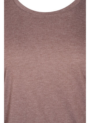 Ensfarvet bluse med 3/4 ærmer, Chestnut Mel., Packshot image number 2
