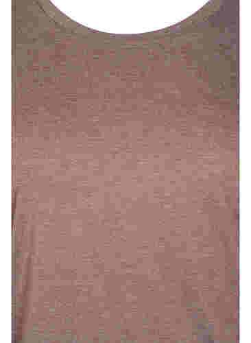Ensfarvet bluse med 3/4 ærmer, Chestnut Mel., Packshot image number 2