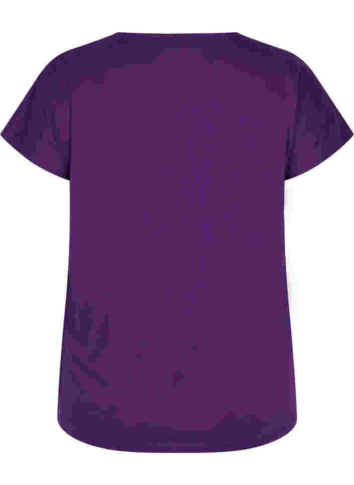Bomulds t-shirt med printdetaljer, Violet Ind Mel Feath, Packshot image number 1