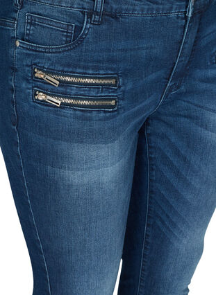 Sanna jeans med lynlås detaljer, Blue denim, Packshot image number 2