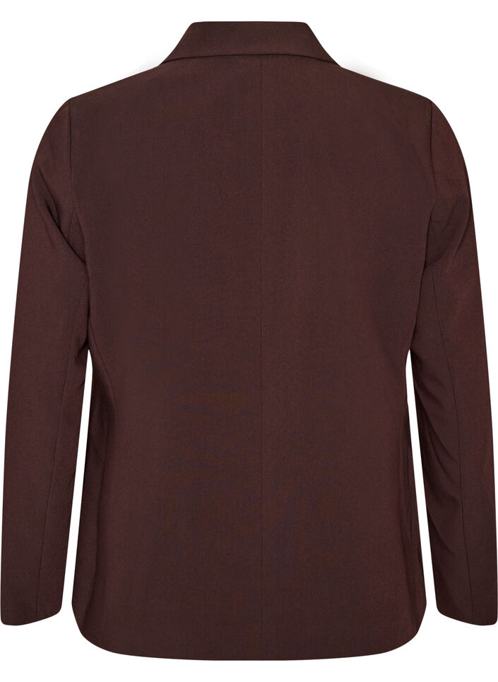 Klassisk blazer med enkel knaplukning, Brun, Packshot image number 1