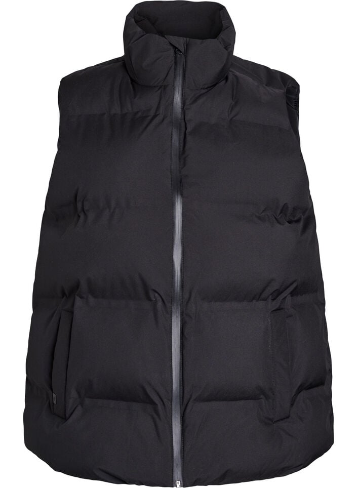 Kort puffervest med h&oslash;j krave, Sort, Packshot image number 0