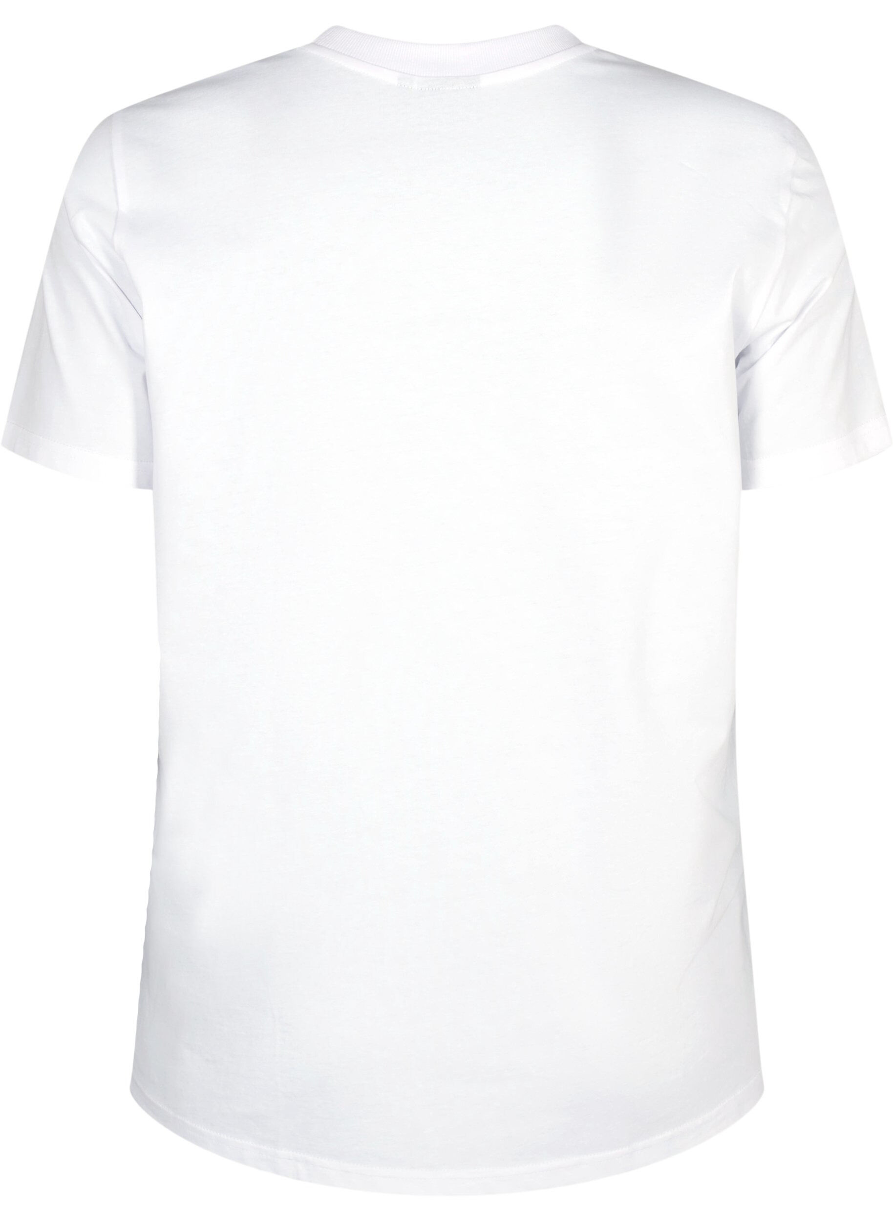 ZizziBasis t-shirt i bomuld med rund hals, Hvid, Packshot image number 1