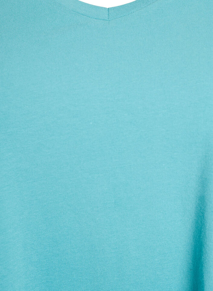 Ensfarvet basis t-shirt i bomuld, Bl&aring;, Packshot image number 2