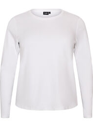 Lang&aelig;rmet basis T-shirt med rund hals, Hvid