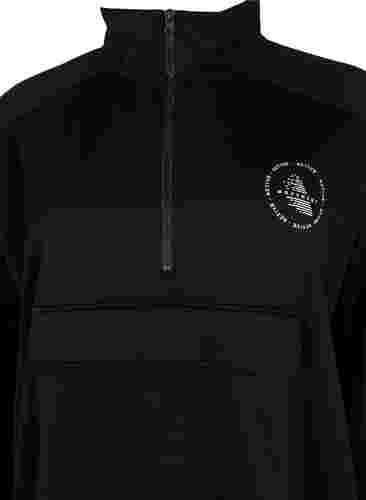 Lang sweatshirt med lomme og lynlås, Black, Packshot image number 1