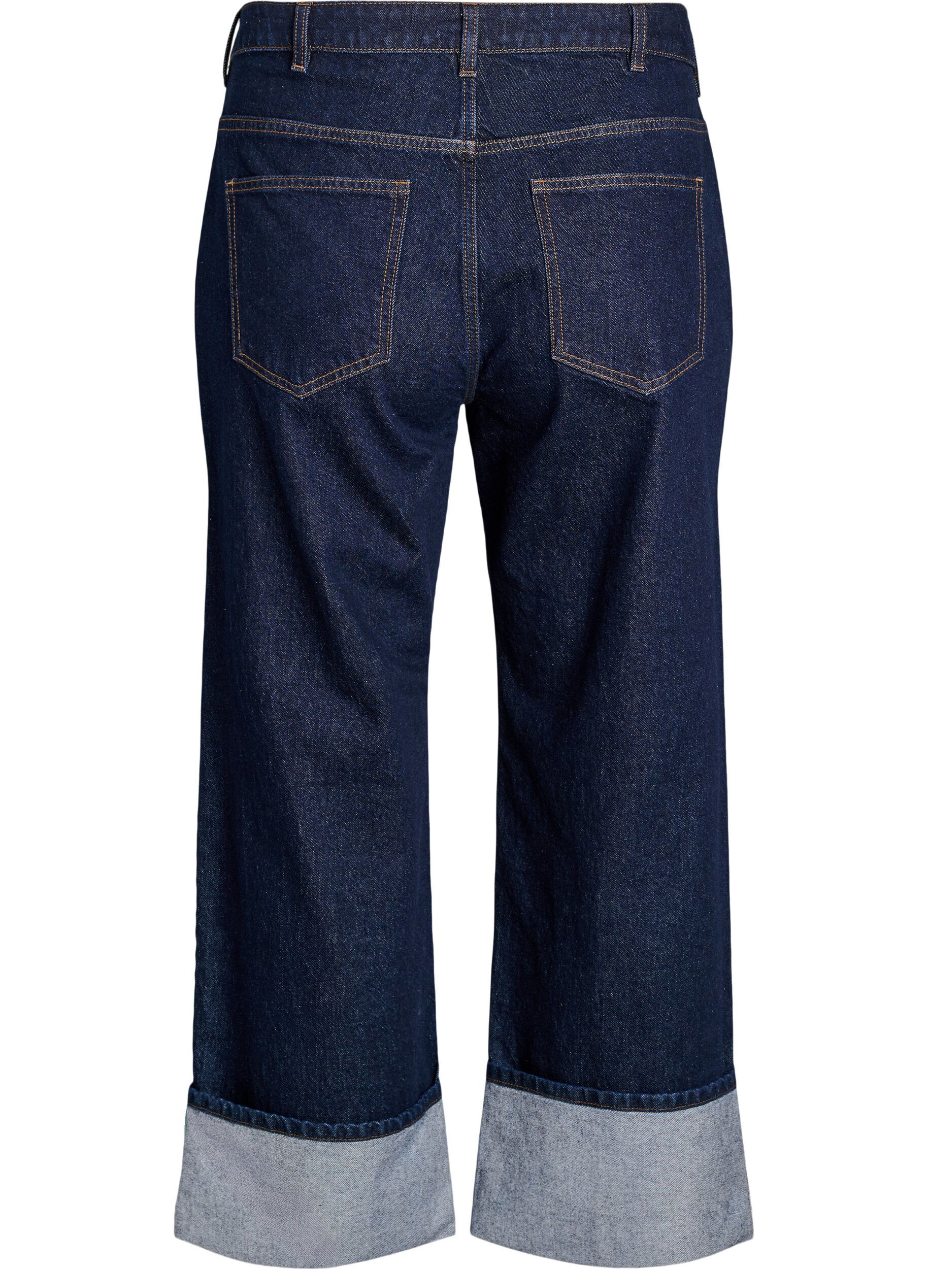 Zizzi Straight fit jeans med brede ben og opsm&oslash;g, Bl&aring;, Packshot image number 1