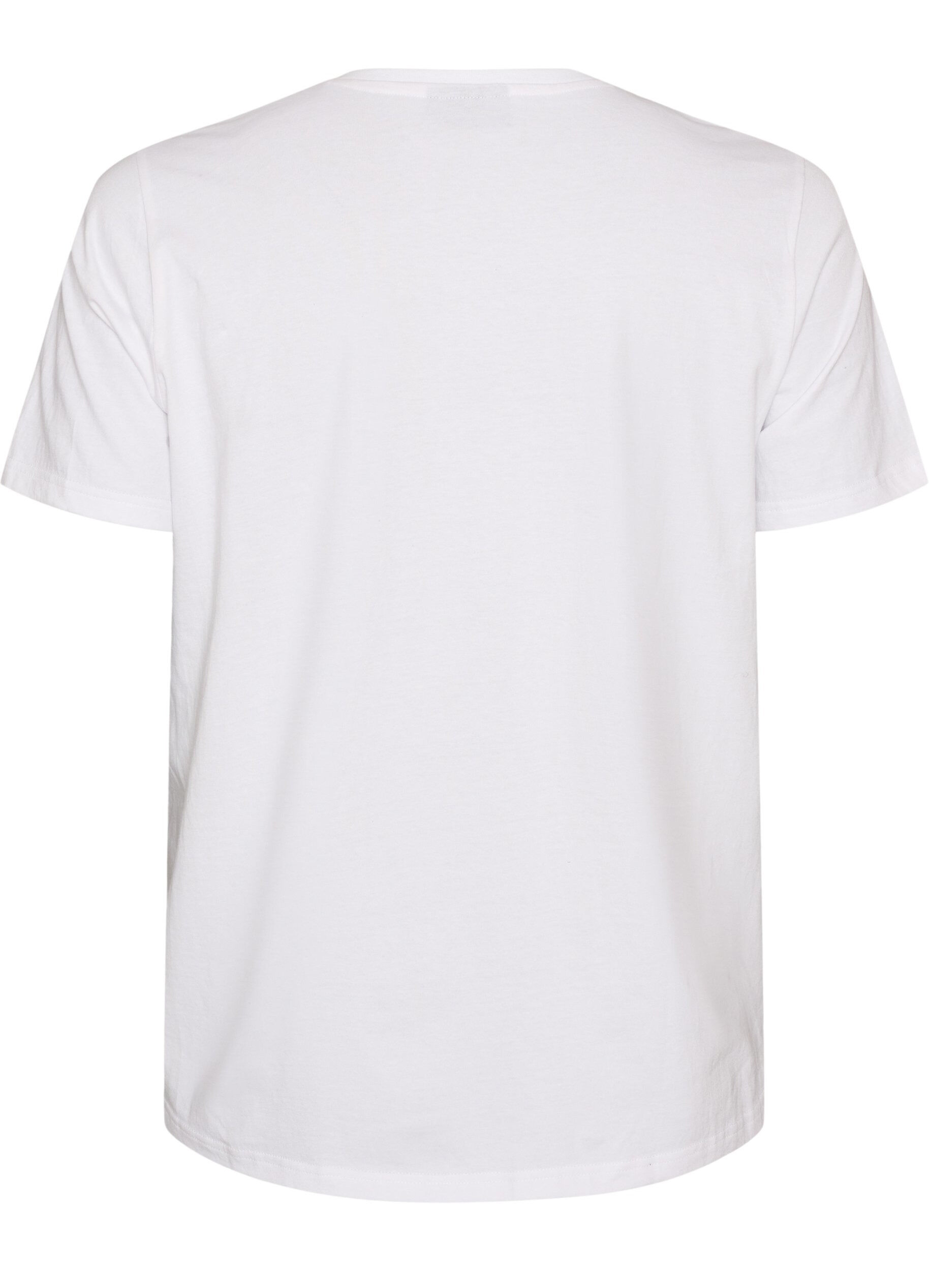 ZizziT-shirt i &oslash;kologisk bomuld med frontmotiv, Hvid, Packshot image number 1