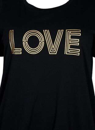Bomulds t-shirt med folieprint, Black W. Love, Packshot image number 2