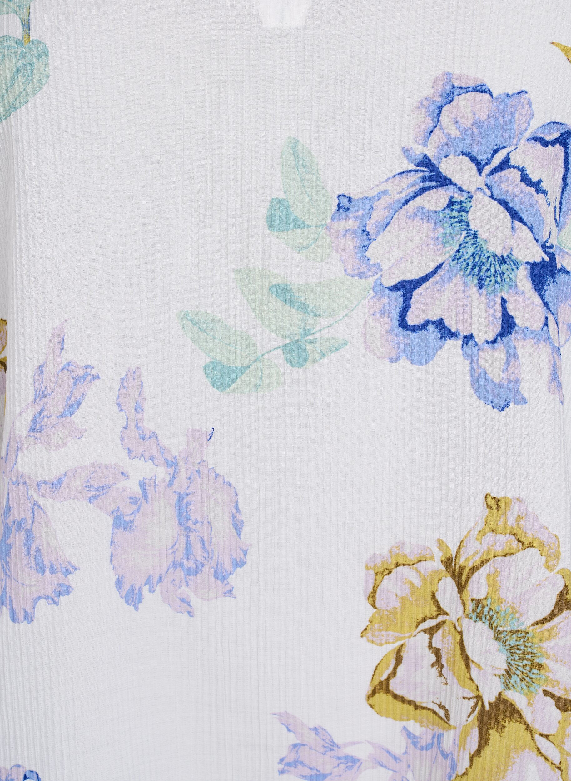 Zizzi Plisseret bluse med lange &aelig;rmer og blomsterprint, Hvid, Packshot image number 2