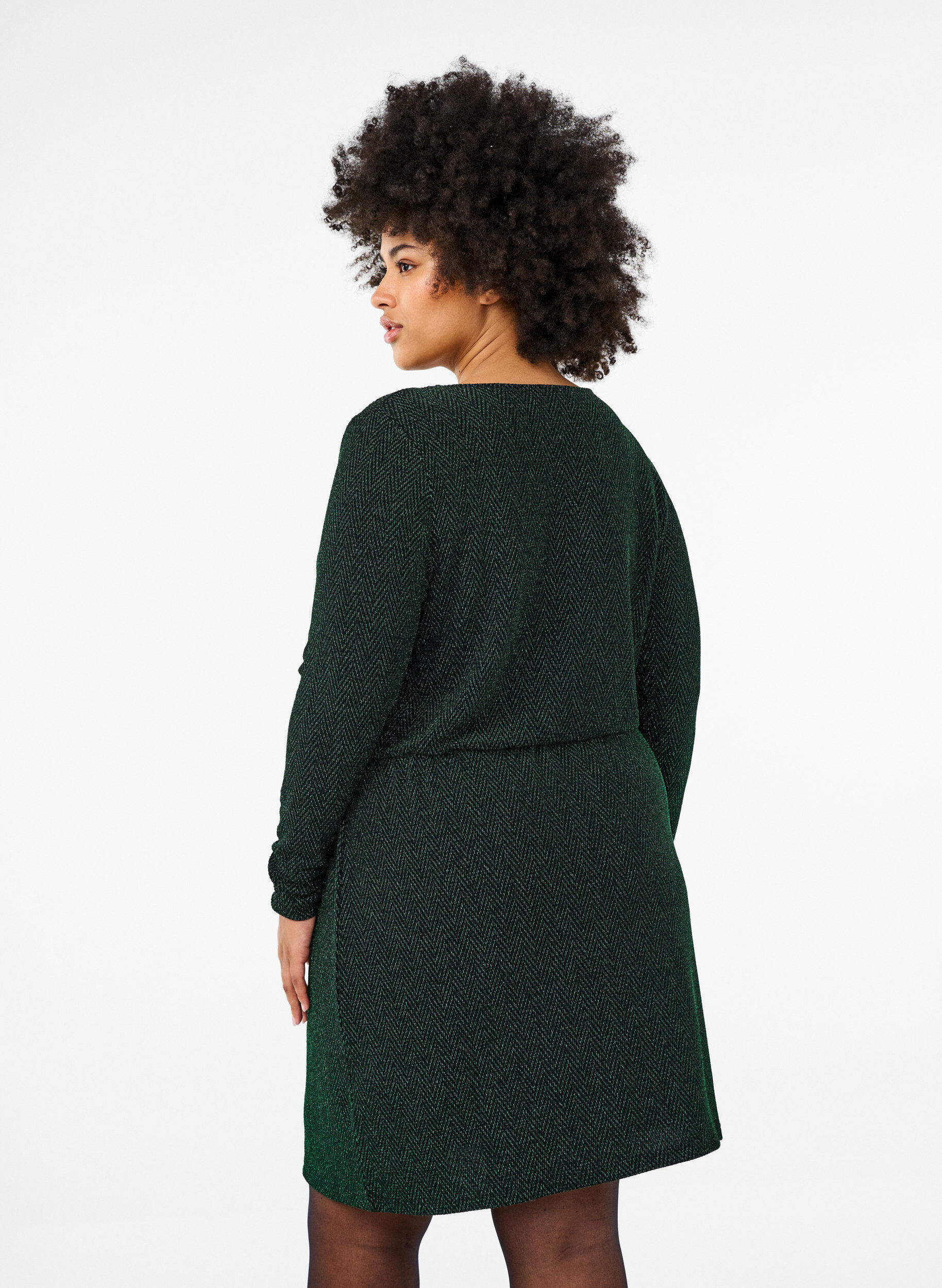 Zizzi Glimmer kjole med zigzag m&oslash;nster, Scarab ZigZagShimmer, Model image number 1