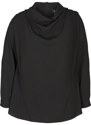 Bluse med lange ærmer , Black, Packshot image number 0