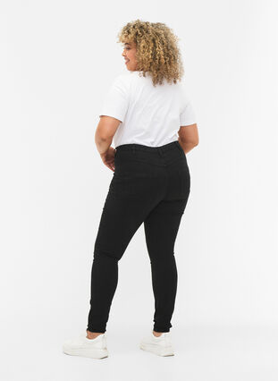 Højtaljede super slim Amy jeans, Black, Model image number 1