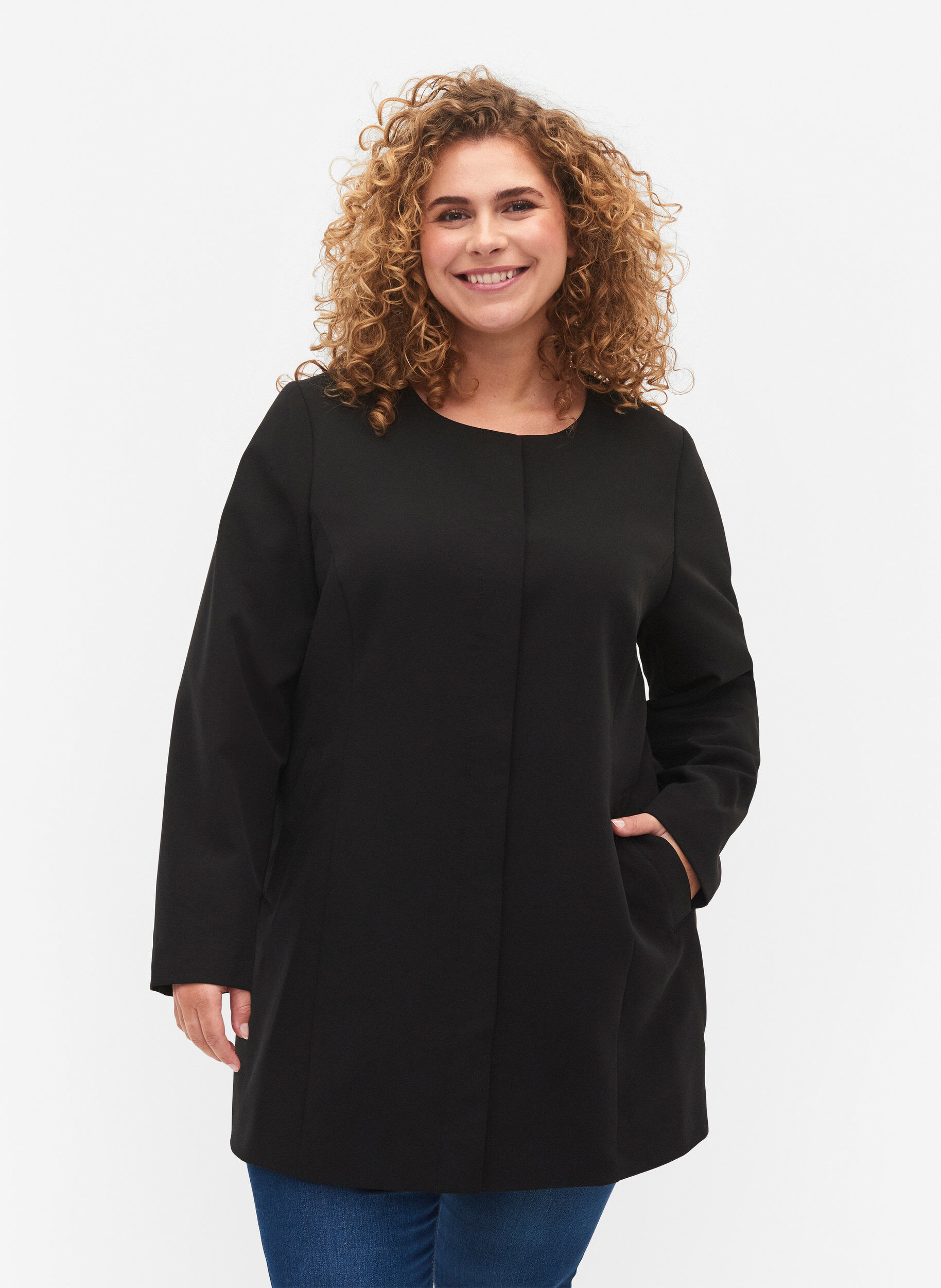 Zizzi Let klassisk for&aring;rsjakke, Black, Model image number 0