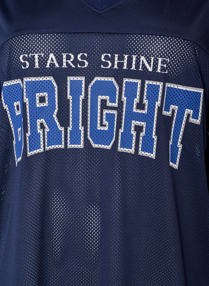 Tr&aelig;nings t-shirt med V-udsk&aelig;ring og frontprint, Bl&aring;, Packshot