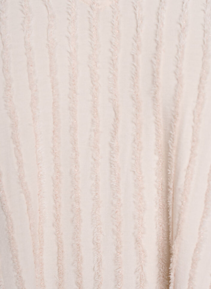 Bluse med korte ærmer og stribet struktur, Beige, Packshot image number 2