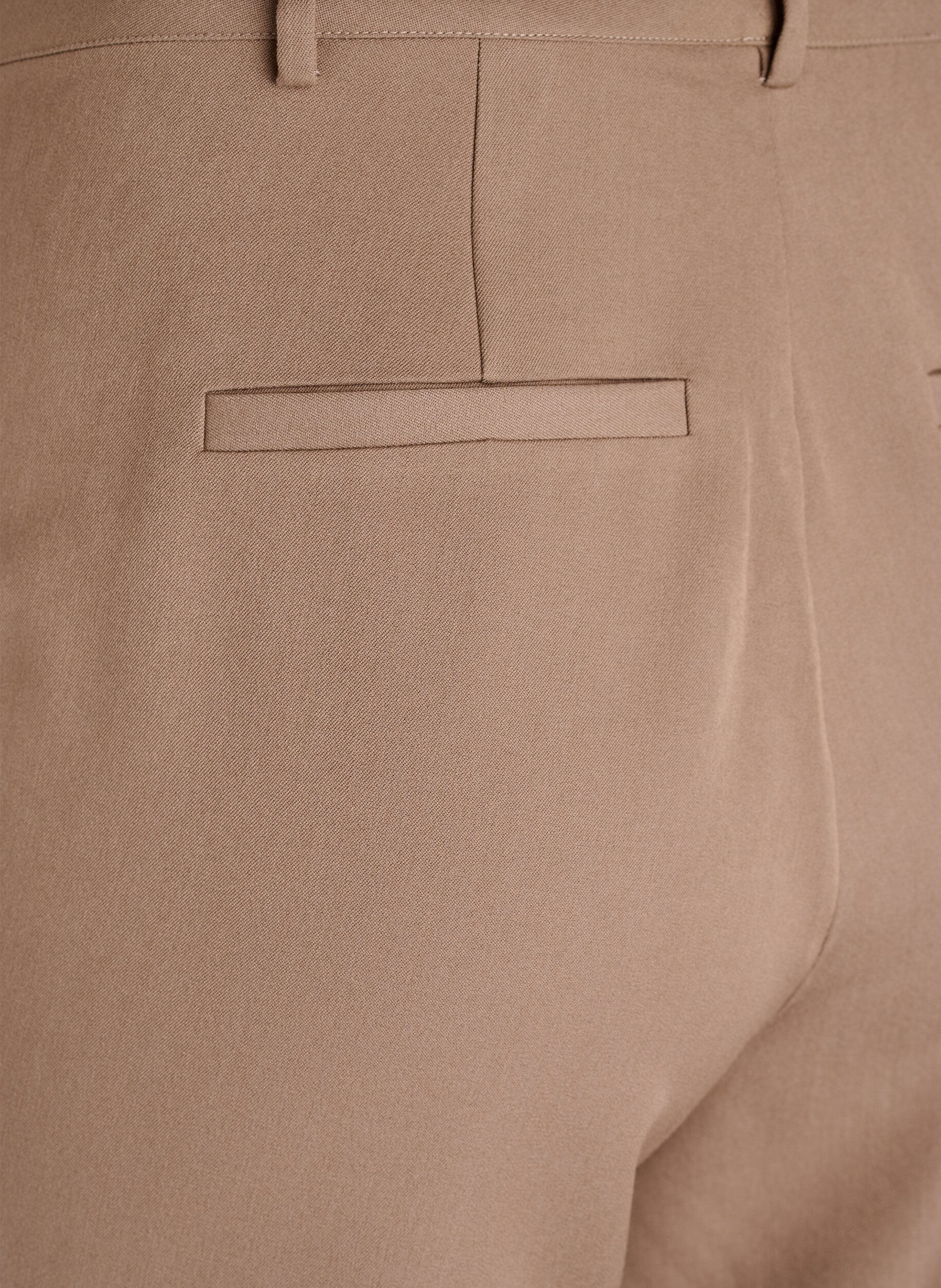 Zizzi Habitbukser med h&oslash;j talje og lige ben, Brun, Packshot image number 3